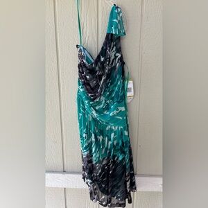 NWT Nine West Teal and Black Patterned Dress